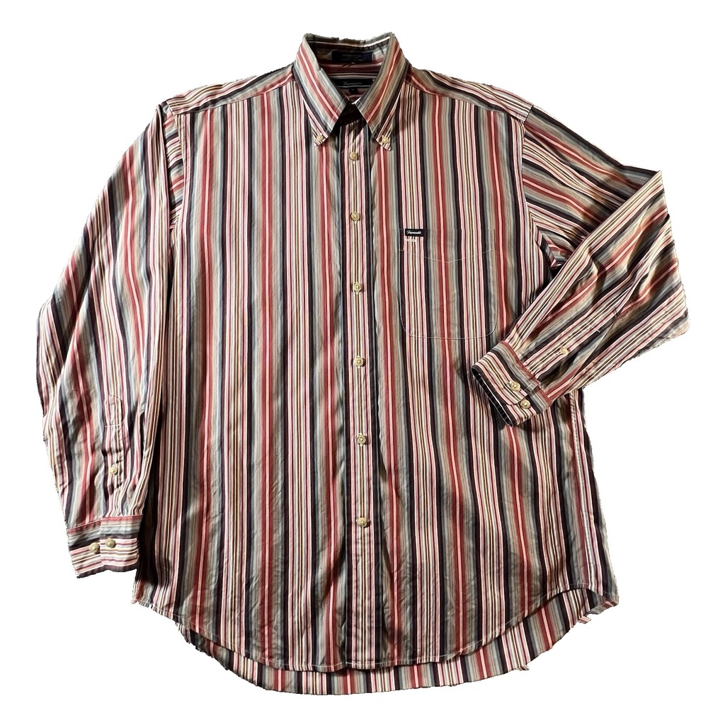 Faconnable Mens M Shirt Striped Button Down Long Sleeve Cotton Vintage‎ Y2k